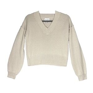 Pink Rose Ivory‎ V Neck Sweater Womens Small Casual Academia Preppy Collegiate